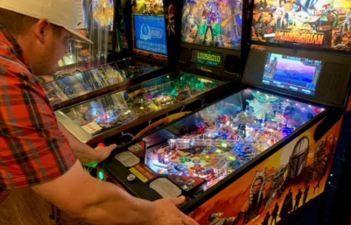 Pinball machines.